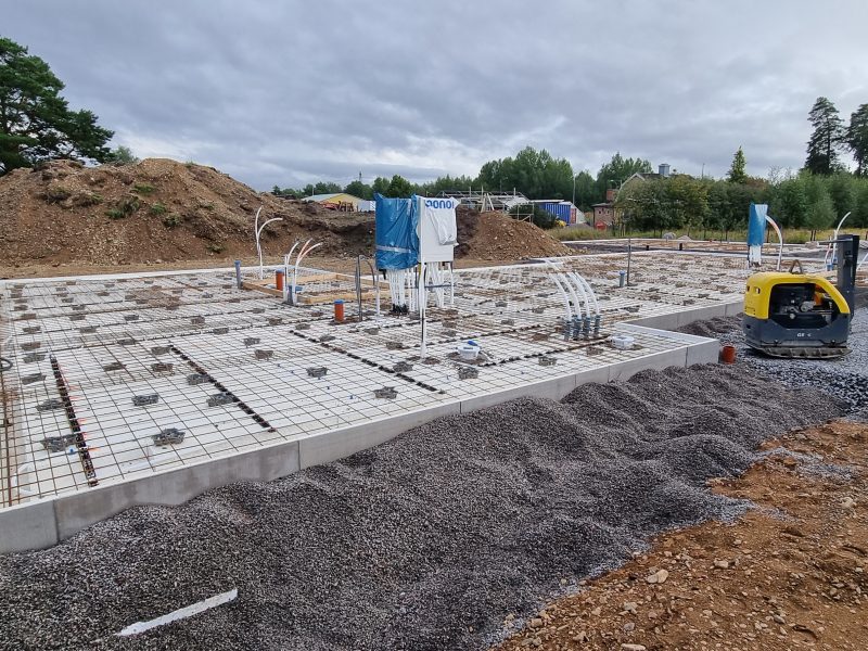 En betongplatta för ett hus i Norrköping.